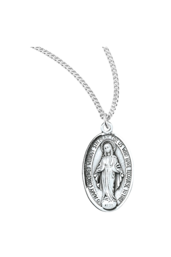1.1" Sterling Silver Oval Miraculous Medal
