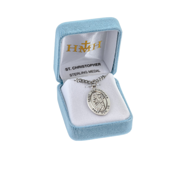1.1" Patron Saint Christopher Oval Sterling Silver Medal – The ...