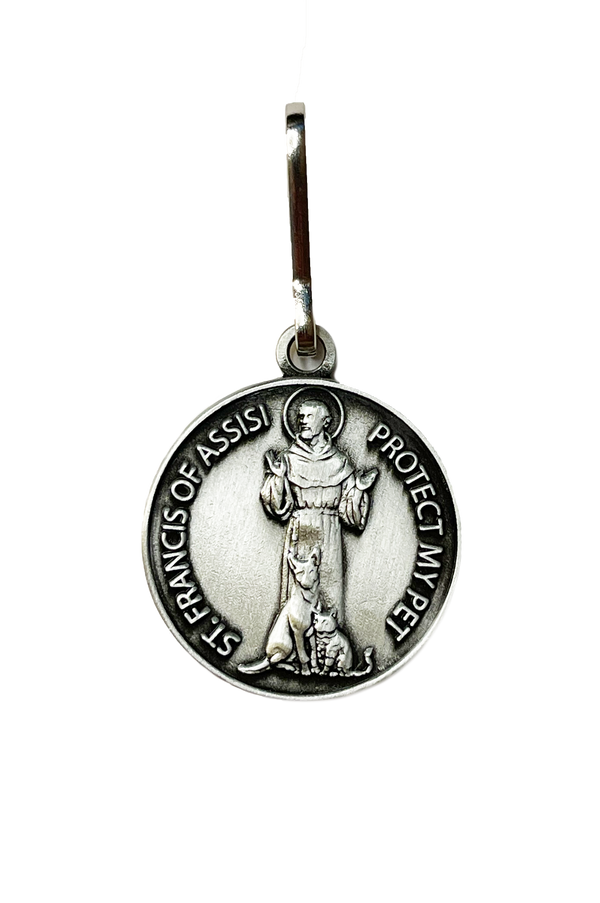 St. Francis Round Pet Medal With Clasp
