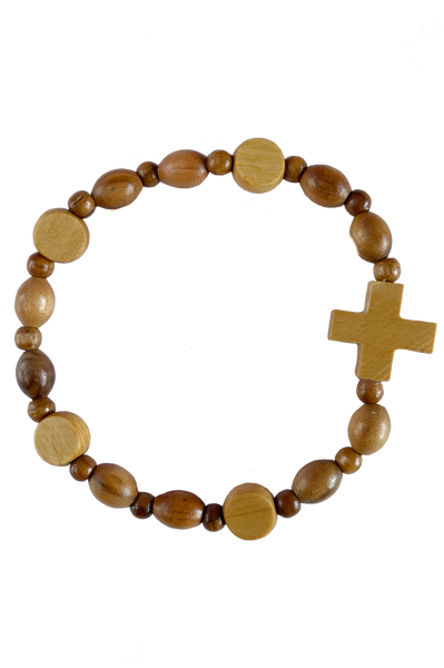 St. Michael Italian Olive Wood Stretch Bracelet – The Franciscan Store