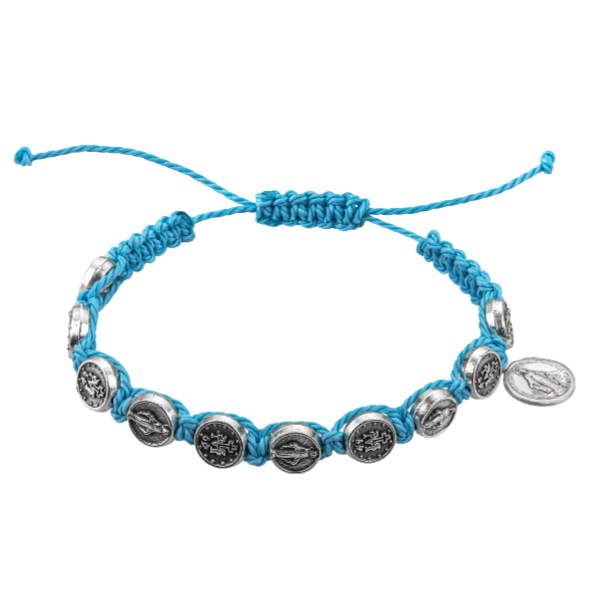 Miraculous Medal Bracelet with Aqua Cord – The Franciscan Store