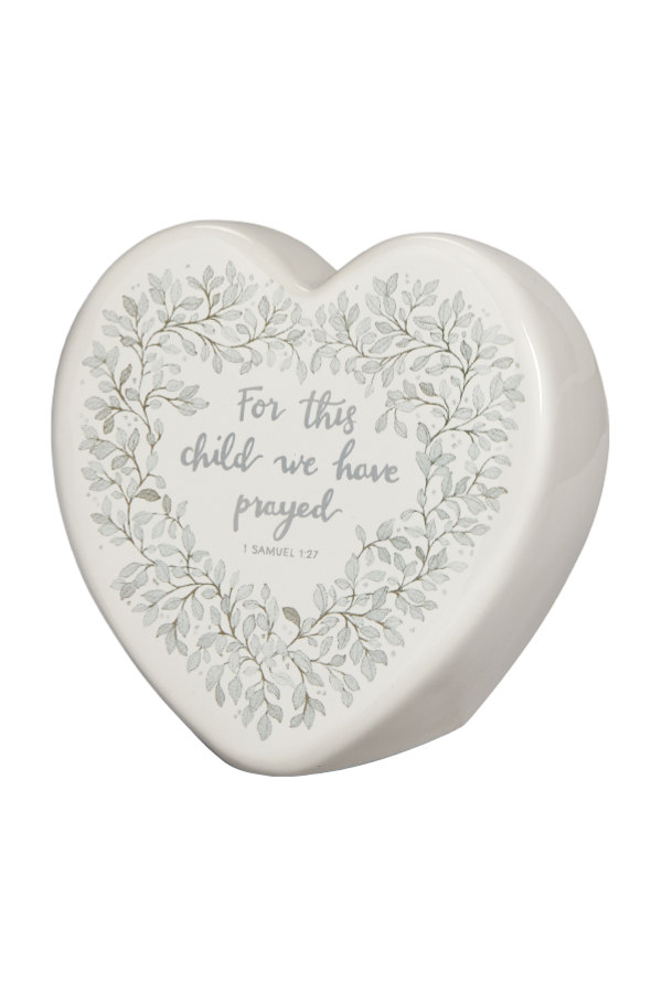 For This Child We Have Prayed Ceramic Heart Stand