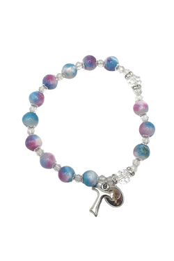Blue Jade Bracelet With Tau Cross Charm