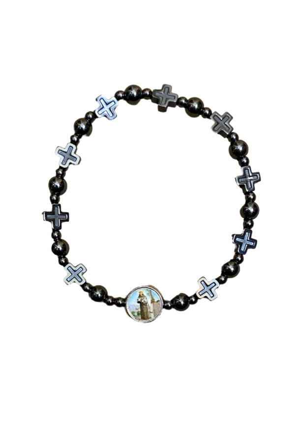 St. Francis Hematite Stretch Bracelet