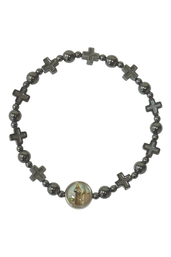 St. Francis Hematite Stretch Bracelet