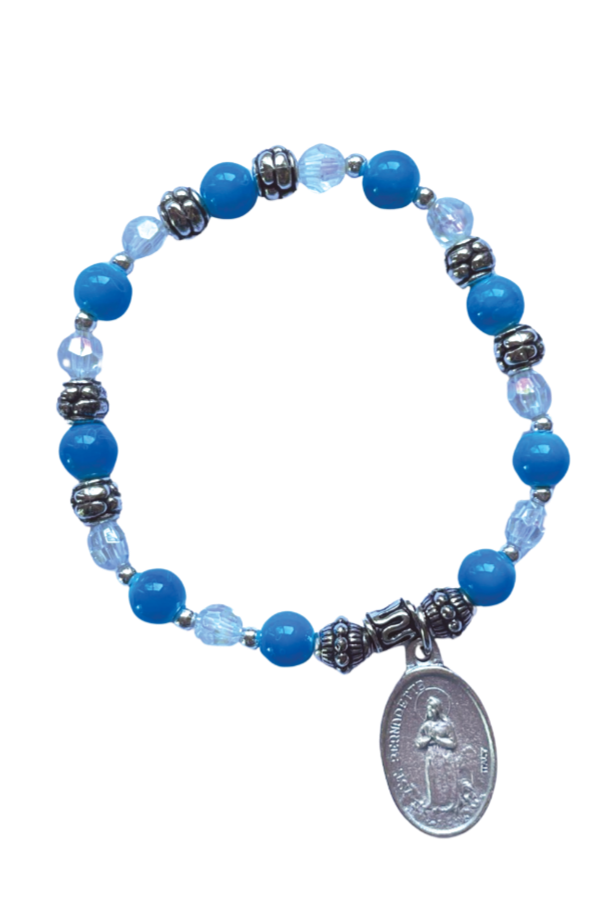 Our Lady of Lourdes Italian Beaded Charm Bracelet