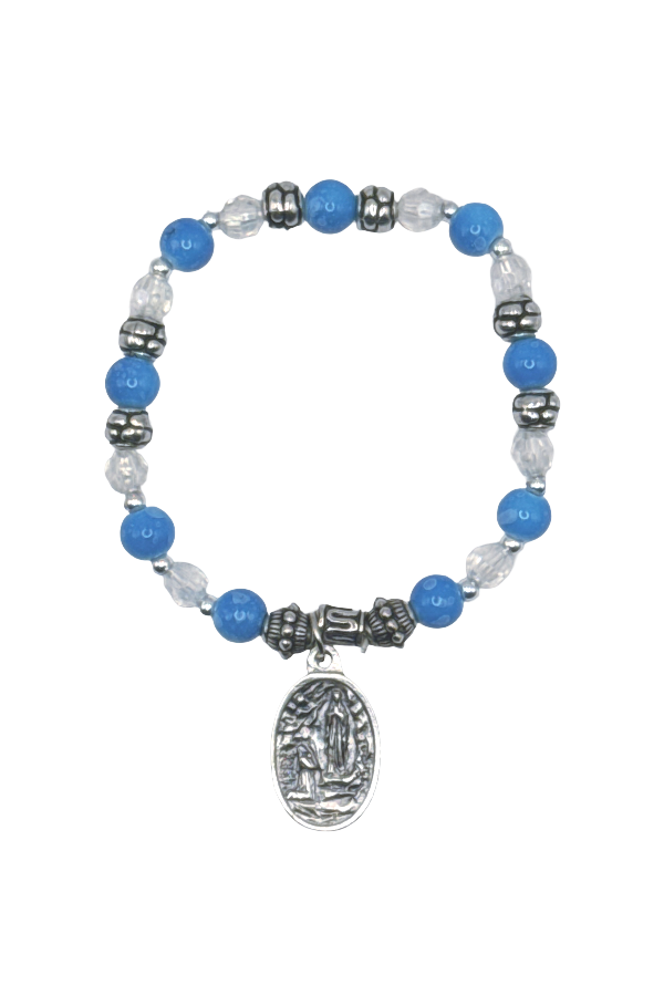 Our Lady of Lourdes Italian Beaded Charm Bracelet