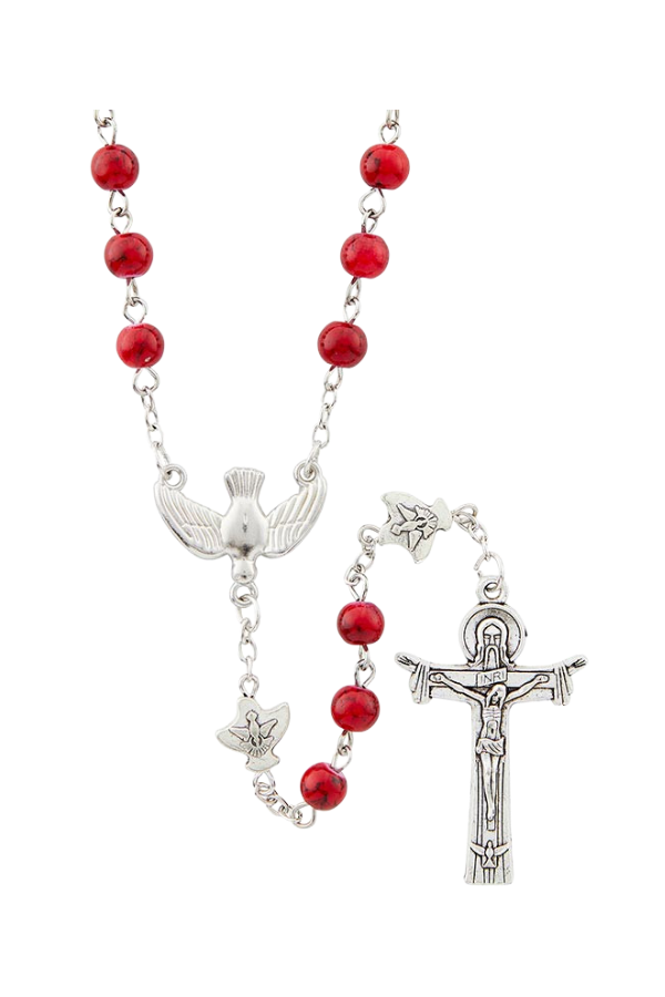 Holy Spirit Confirmation Red Marble Rosary – The Franciscan Store