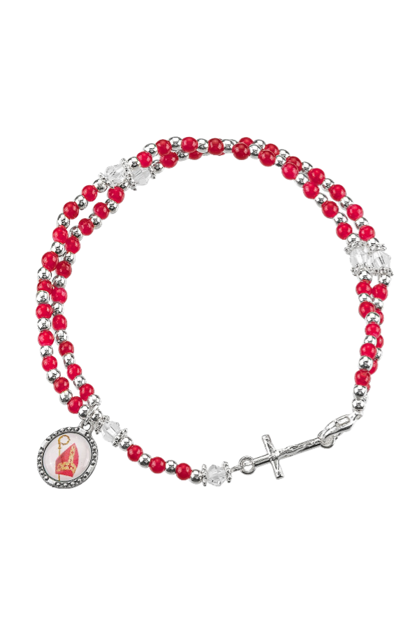 Red Glass Bead Confirmation Bracelet