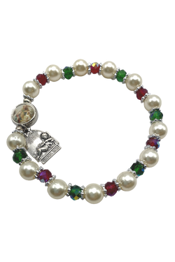 Faux Pearl Christmas Rosary Bracelet