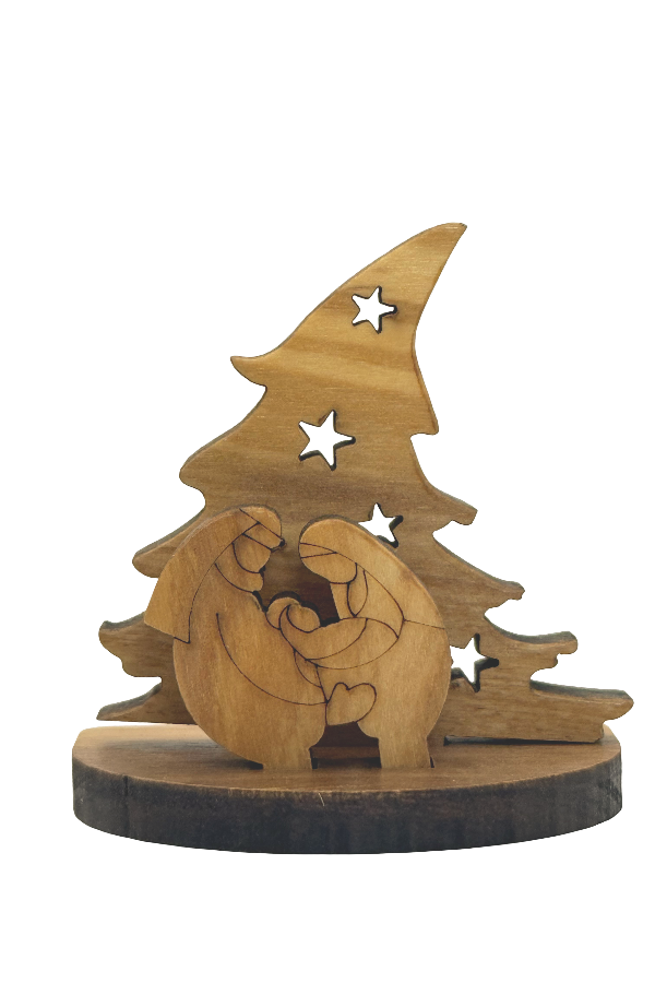 4" Handcrafted Olive Wood Nativity Stand