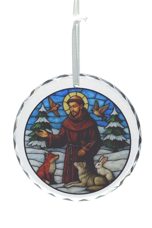 Christmas Peace – St. Francis Glass Ornament