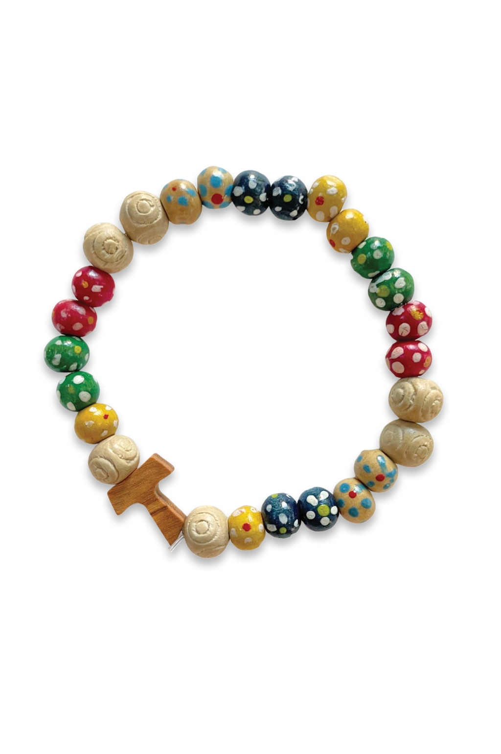 Colori Gioiosi” (Joyful Colors) Wooden Stretch Bracelet With Tau