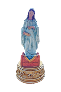 Expecting Mary Statue with Spring Music Box 10.5"