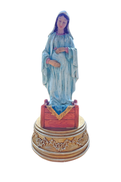 10.5" Expecting Mary Statue with Spring Music Box