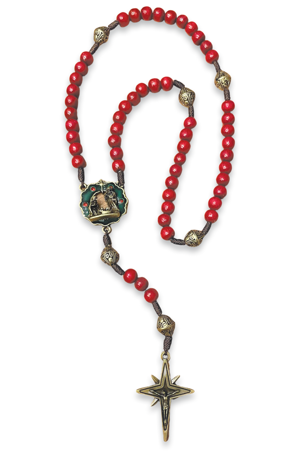 Red Wood Christmas Rosary