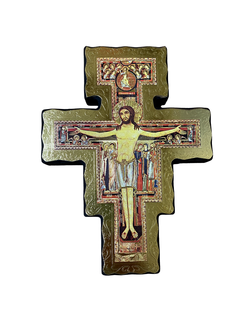 9" San Damiano Cross with Gold Border