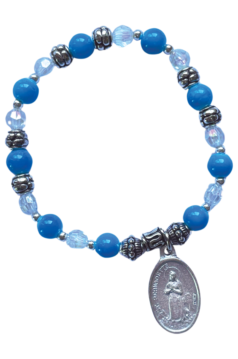 Our Lady of Lourdes Italian Beaded Charm Bracelet