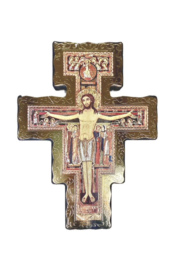9" San Damiano Cross with Gold Border