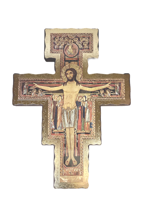 18" San Damiano Cross with Gold Border