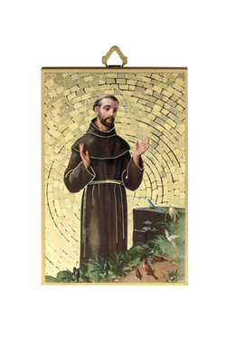 Gold Foil St. Francis Mosaic Plaque