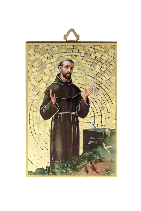 Gold Foil St. Francis Mosaic Plaque