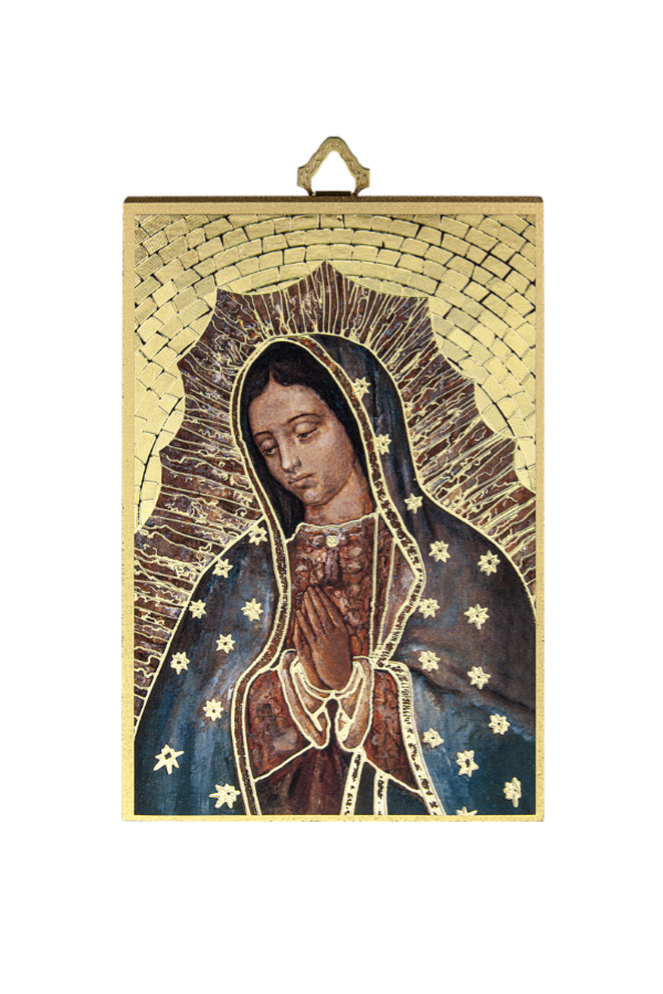 Gold Foil Our Lady of Guadalupe Mosaic Plaque