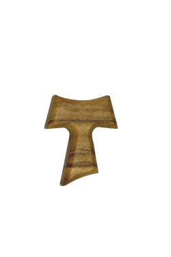 Olive Wood Tau Cross Lapel Pin