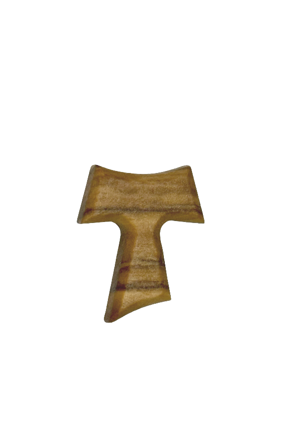 Olive Wood Tau Cross Lapel Pin