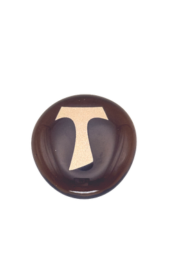 Amber Glass Stone with Tau Cross