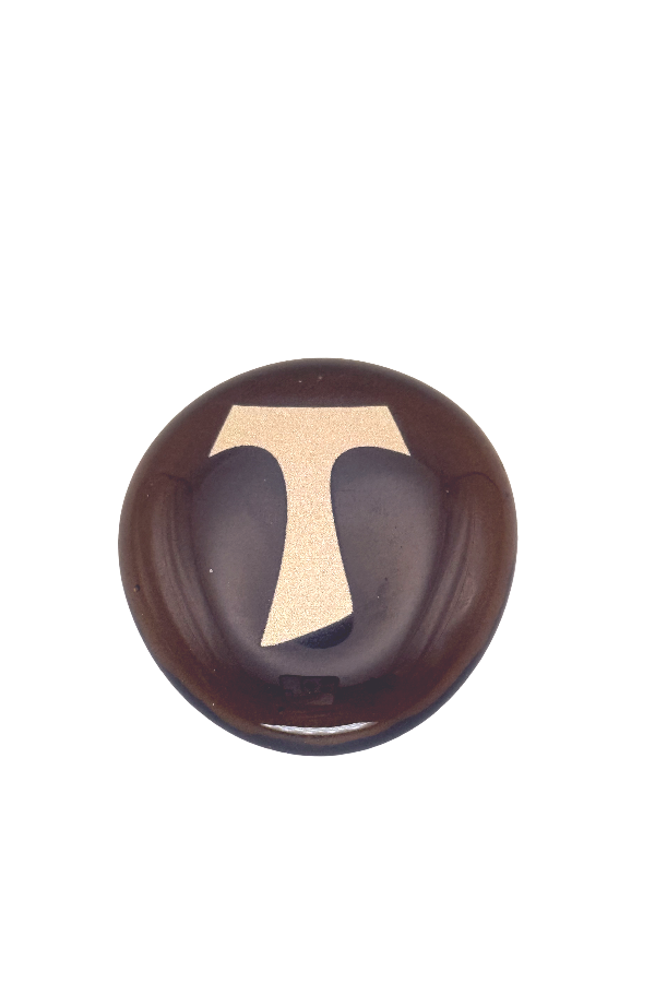 Amber Glass Stone with Tau Cross