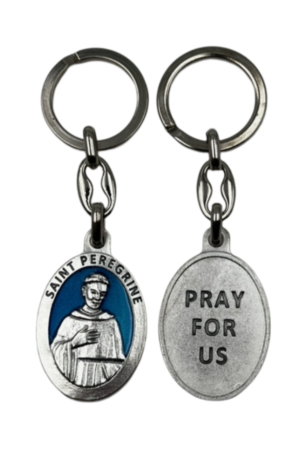 St. Peregrine Blue Enamel Key Ring <br>(Made in Italy)