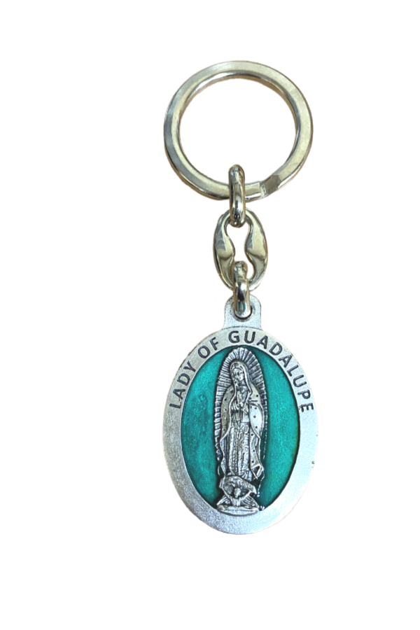 Our Lady of Guadalupe Green Enamel Key Ring