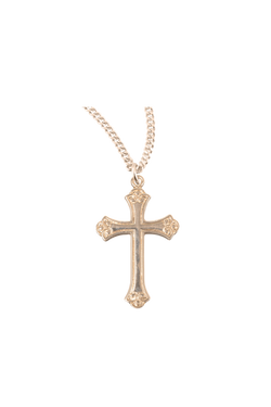 1.1" Gold Over Sterling Medium Fancy Cross