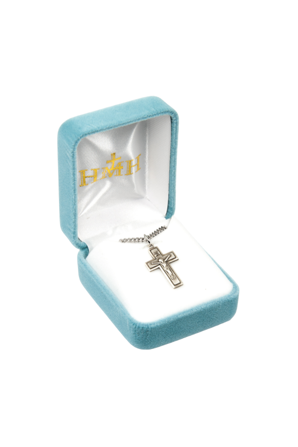 0.9" Sterling Silver Small Wide Crucifix