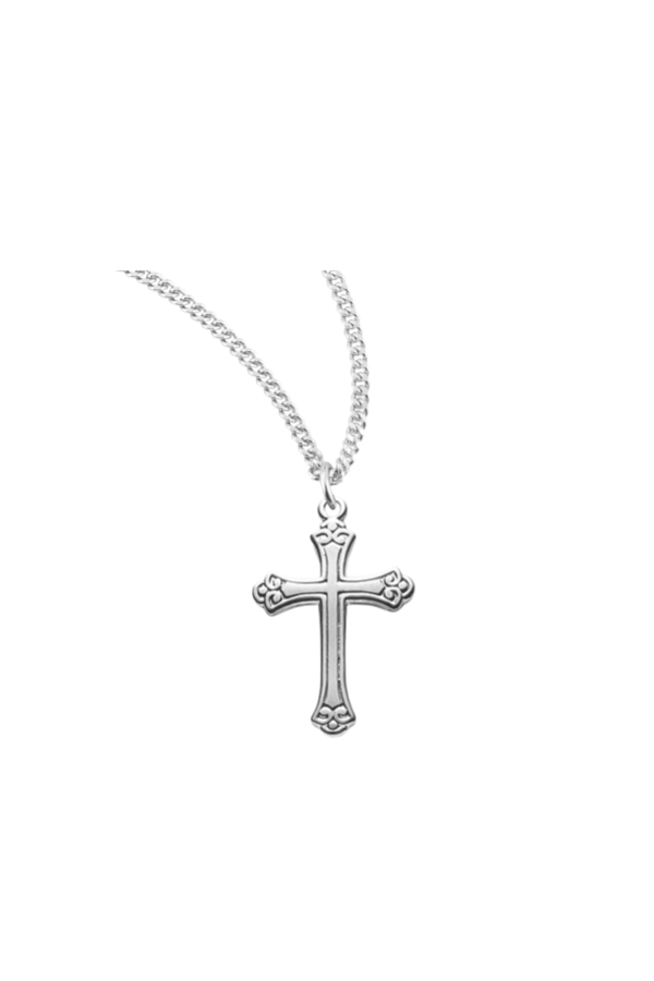 0.8" Sterling Silver Small Swirl Tipped Cross