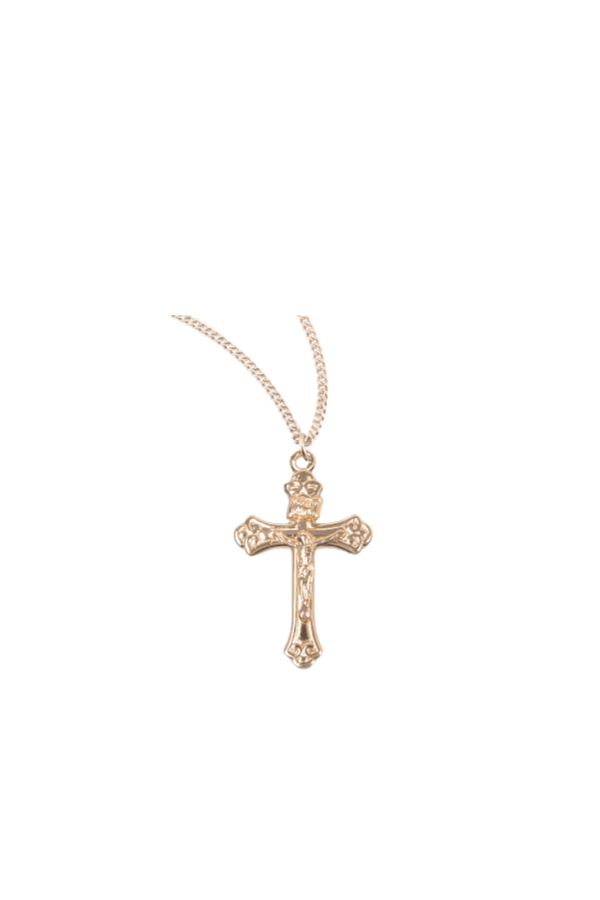 0.8" Gold Over Sterling Small Fancy Crucifix