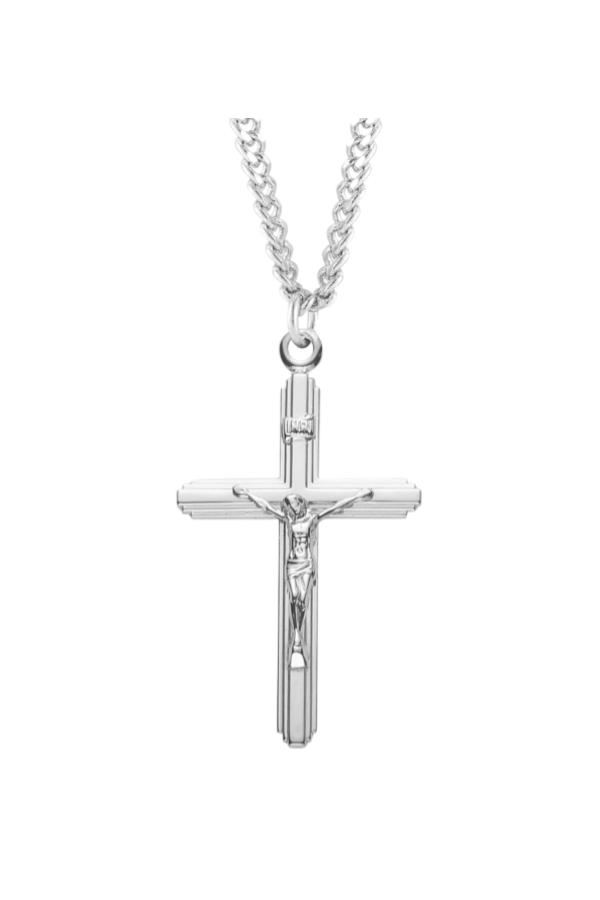 1.7" Sterling Silver Inlayed Crucifix