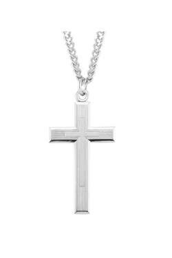 1.8" Sterling Silver Engraved Cross in a Cross Design