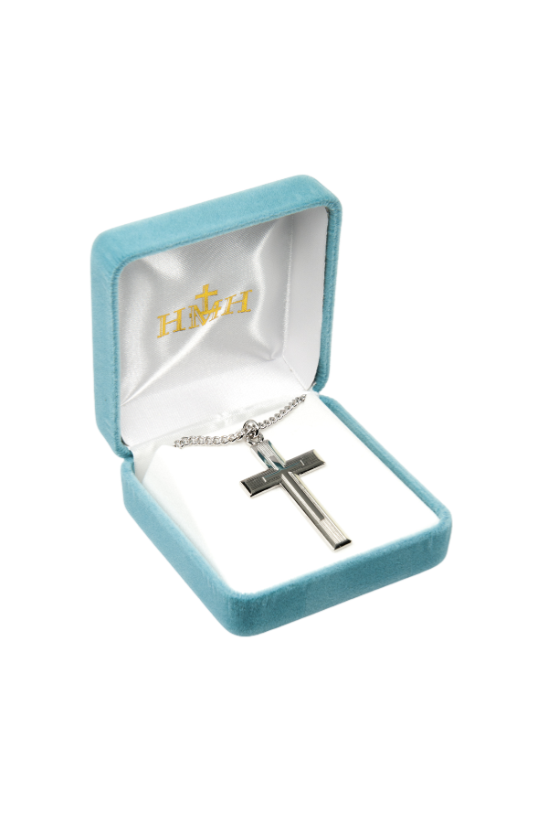 1.8" Sterling Silver Engraved Cross in a Cross Design