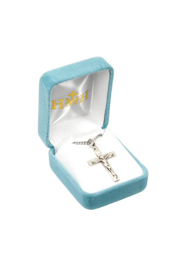 1.2" Sterling Silver Engraved Crucifix