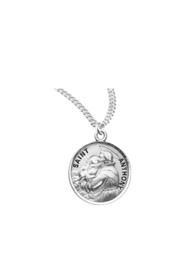 0.9" St. Anthony Round  Sterling Silver Medal