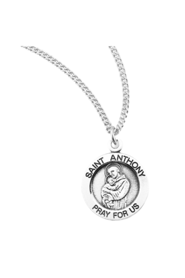 0.8" Patron Saint Anthony Round Sterling Silver Medal