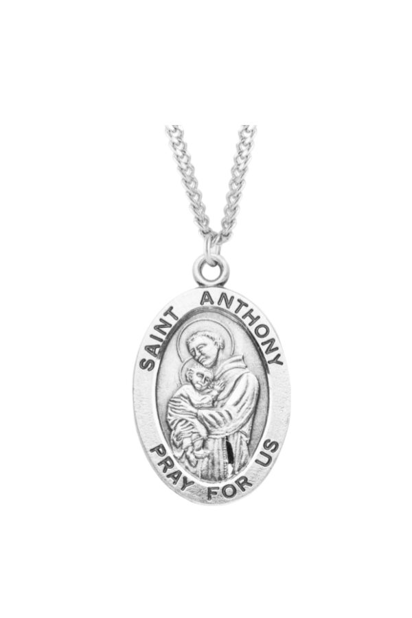 1.3" Patron Saint Anthony Oval Sterling Silver Medal