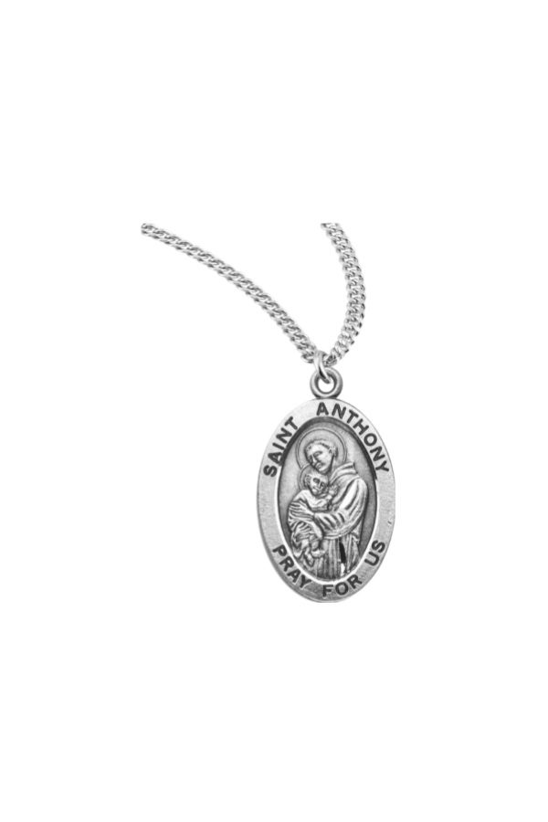 0.9 Patron Saint Anthony Oval Sterling Silver Medal
