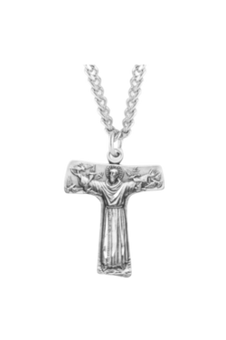 1" Sterling Silver Saint Francis of Assisi Tau Cross