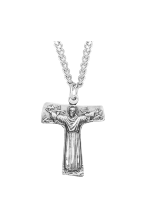 1" Sterling Silver Saint Francis of Assisi Tau Cross