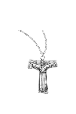 0.8" Saint Francis of Assisi Tau Cross Sterling Silver Medal