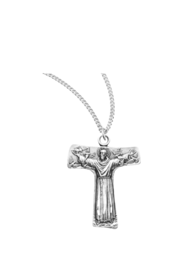 0.8" Saint Francis of Assisi Tau Cross Sterling Silver Medal