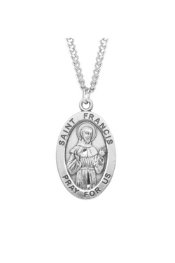 1.1" Patron Saint Francis of Assisi Oval Sterling Silver Medal